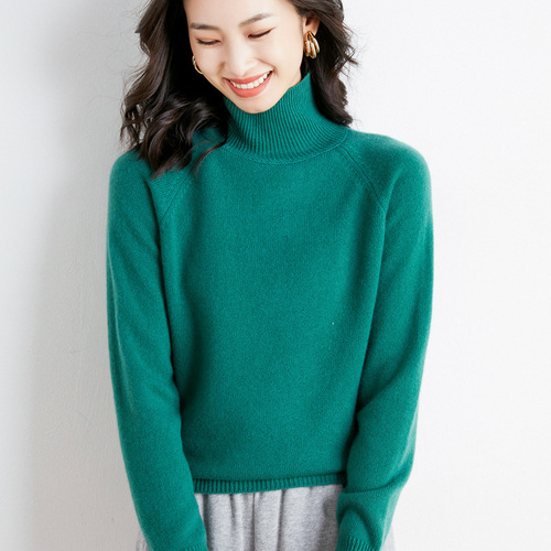 High neck women's cross-border sweater women's autumn and winter shoulder-socket base top loose lazy style sweater women's knitted sweater