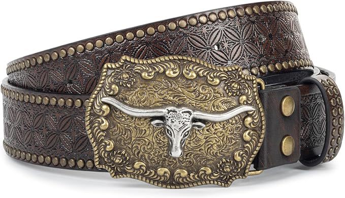 Western cowboy belt, youth punk style embossed men's studded leather belt, wholesale ethnic style belt in stock.