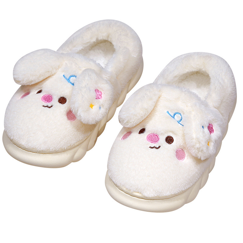 Bolsas de dibujos animados de invierno zapatillas de algodón para mujeres lindas interiores casa cálida con base gruesa dormitorio pareja zapatos de suelo de algodón