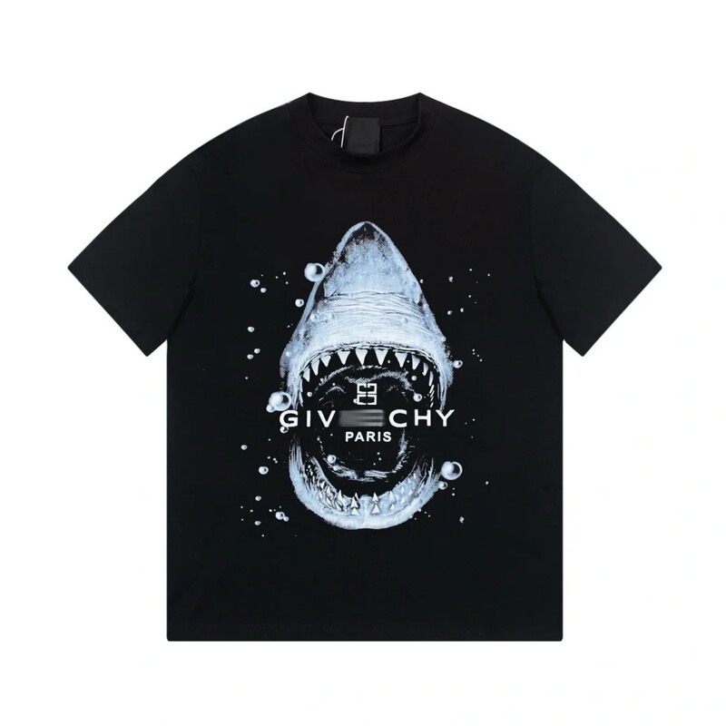 Jijia 25Ss High-Quality Shark Print Logo Loose-Fitting Pure Cotton Short-Sleeved Casual Fashion Versatile T-Shirt for Men and Women Jijia 25Ss High-Quality Shark Print Logo Loose-Fitting Pure Cotton Short-Sleeved Casual Fashion Versatile T-Shirt for Men and Women