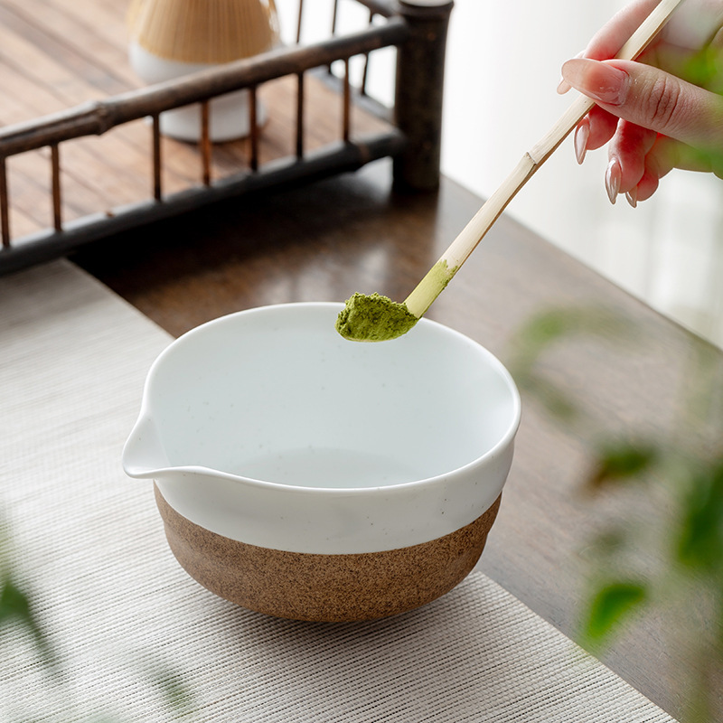 粗陶抹茶ボウル手作りセラミック茶泡立て器スタンドミキサー茶こてレトロネジ形鷹のくちばし宋代茶道具|undefined