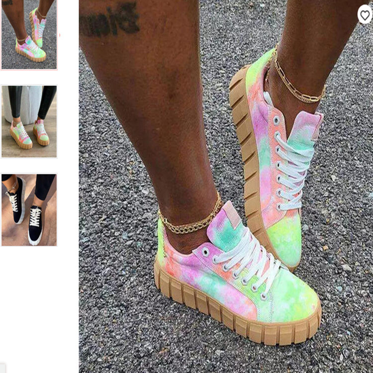 Donne di grandi dimensioni con suola spessa e suola piatta casual allacciata per scarpe da coppia alla moda in versione coreana da donna_voghion.com