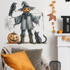 萬聖節南瓜稻草人烏鴉黑貓臥室客廳玄關家居裝飾牆貼貼紙自粘批發