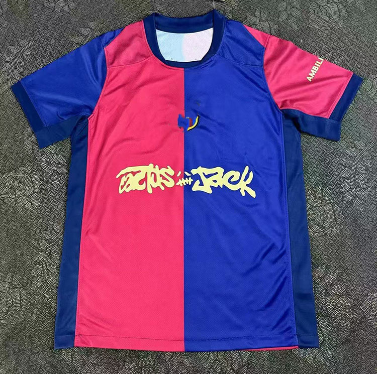 Camiseta de fútbol de manga corta del equipo nacional del Club Barcelona, versión tailandesa 242526, para aficionados masculinos, local y visitante, con la camiseta de Messi.