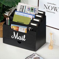 クリエイティブ木製デスクトップ収納ボックスホームオフィス文書情報本棚メール封筒分離収納ボックス