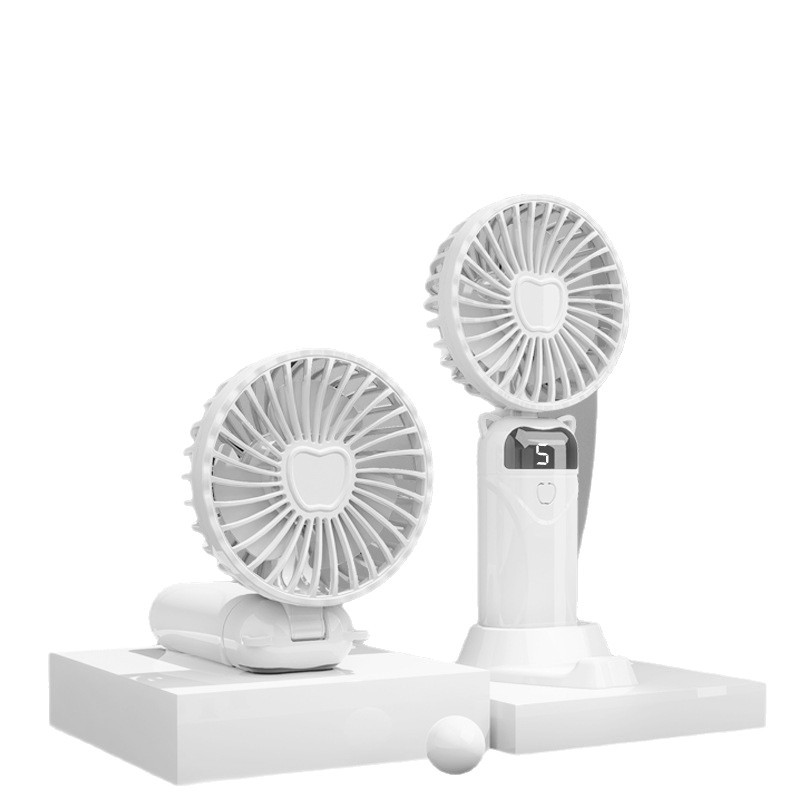 Nuevo ventilador de mano, mini ventilador plegable, escritorio portátil, ventilador pequeño, pantalla digital, oficina al por mayor al aire libre