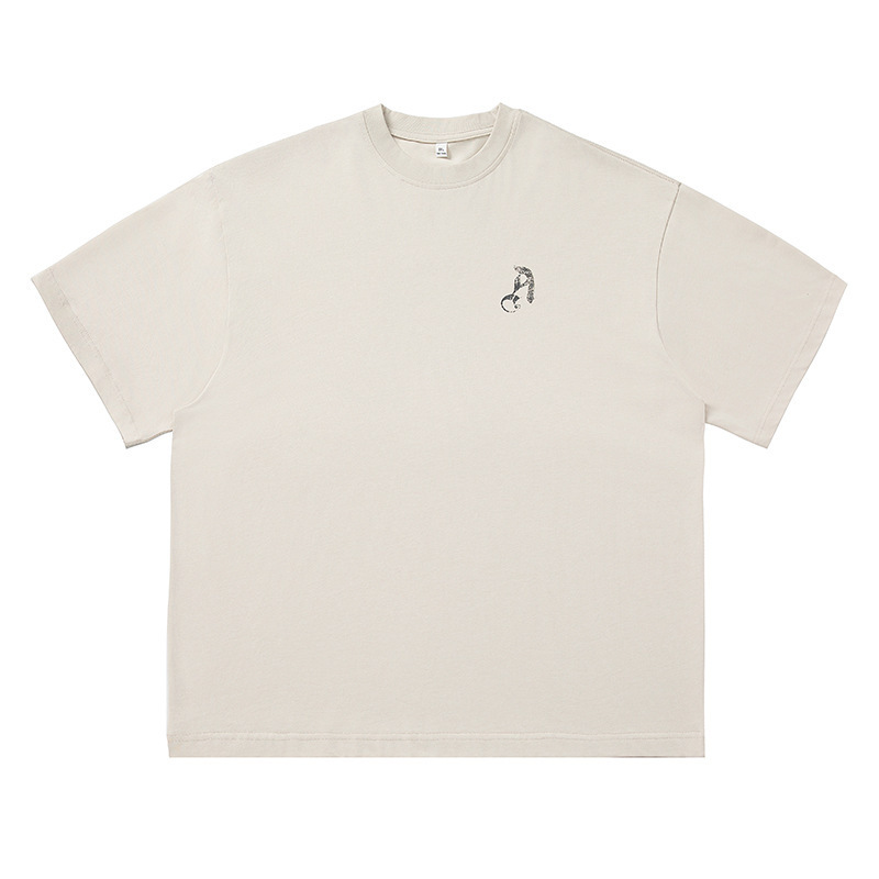 コントラストカラーのゴシック文字プリント半袖Tシャツ メンズ 夏の新作トレンドブランドTシャツ ゆったりとした純綿 カップル向け半袖Tシャツ|undefined