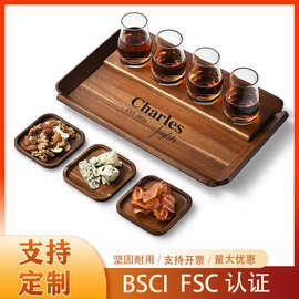跨境木制啤酒飞行桨板托盘套装 带杯垫质朴品鉴飞行板酒杯托盘