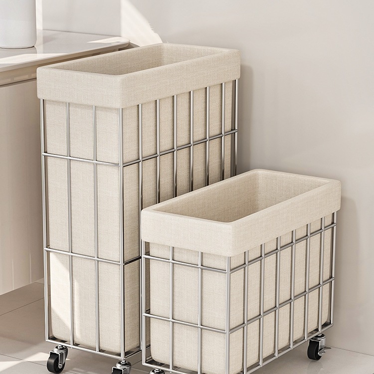 Dirty Clothes Basket, Dirty Clothes Storage Basket, Dirty Clothes Basket, Laundry Basket with Wheels, Household Bathroom Large Capacity Clothes and Dirty Clothes Bucket