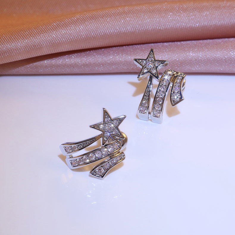 7g Weight Zircon Inlay Material Rings, Earrings Classification Jewelry + Earrings Quantity Holiday, Daily Occasion Copper Material Geometric, Star Pattern All Seasons Season Women's Gender Elegant, Modern Style Style Wholesale Jewelry Elegant Modern Style Geometric Star Copper Zircon Rings Earrings 14