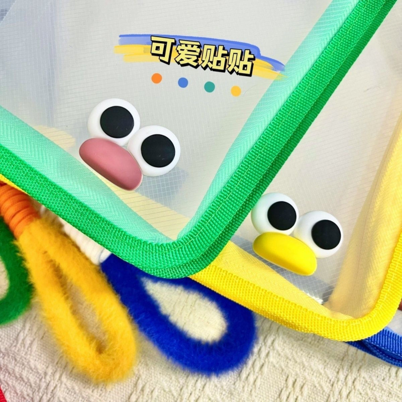 Bolsa de archivo de cremallera transparente personalizada A4 de gran capacidad para estudiantes universitarios libros de texto de papel de prueba de color nueva bolsa portátil