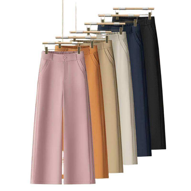 Pantalones de piernas anchas para mujeres 2026 verano nuevo pantalones recto sueltos de cintura alta para reducir la edad de los pantalones de mujer de viaje casuales delgados image 5