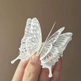 04#tulle butterfly hairpin white color butterfly