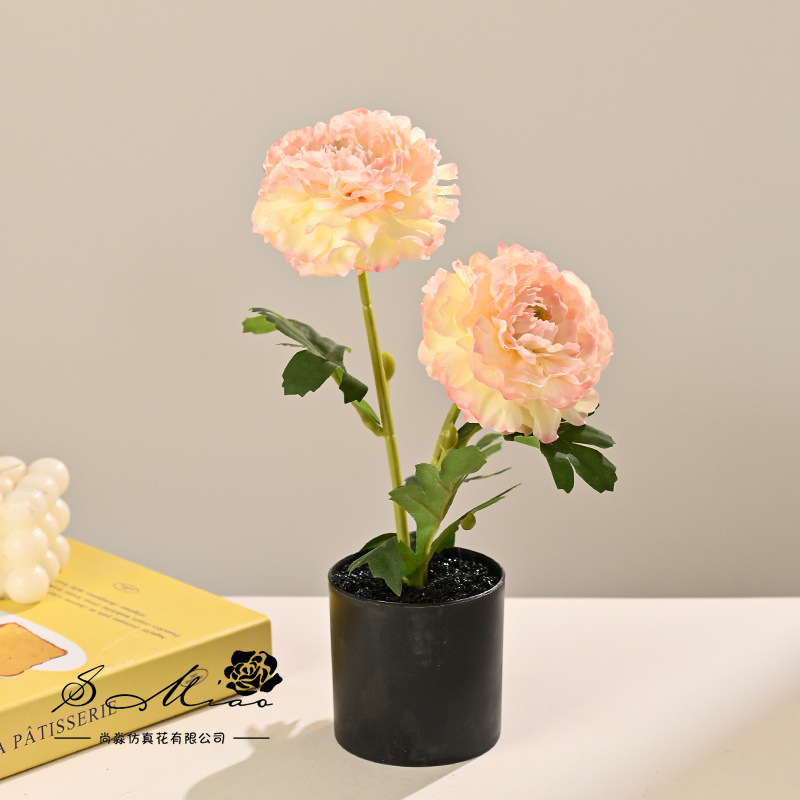 Simulación de doble camellia multicapa bonsai decoración creativa sala de estar interior decoración de estudio flor artificial bonsai image 9