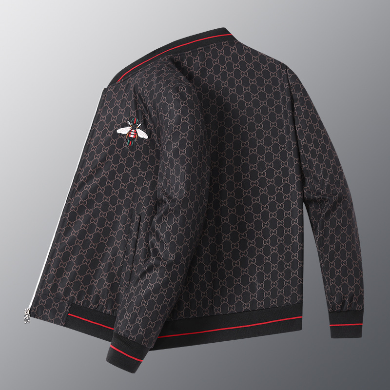 Spring 2025 New European Station Full Print Printed Jacket Baseball Collar Heavy Industry Embroidered Bee Jacket Live Explosion