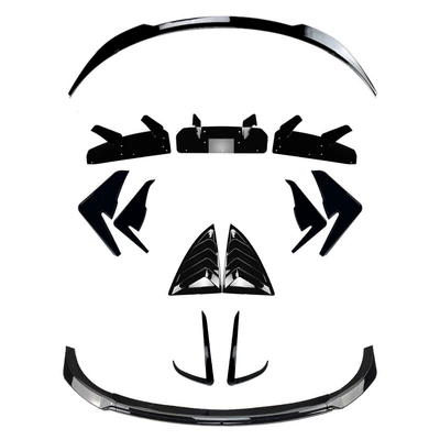 Applicable to 2019+ Tesla Model Y Front Lip, Front Wind Blade, Louver, Rear Blade, Rear Wing, and Full Vehicle Modification (Big Surrounded) - body-parts-maxton-style-rear-wing-piano-black-2019