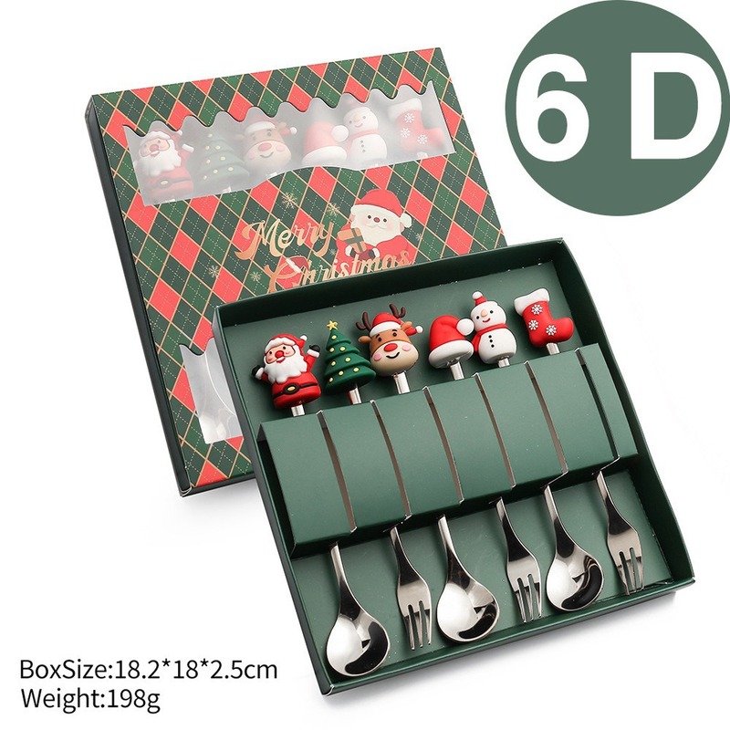 クロスボーダークリスマス食器セットクリスマススプーンフォーククリスマス漫画ステンレス鋼フォークとスプーン高価値のお土産|undefined