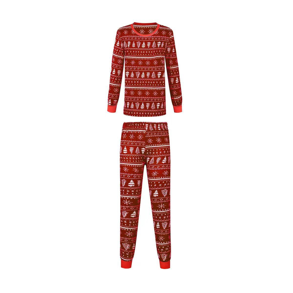 Du Quotidien Rue Femmes Style Simple Sapin De Noël Flocon De Neige Polyester Tricot Impression Ensembles De Pantalons Pantalons Décontractés Famille Des Vêtements Assortis display picture 2