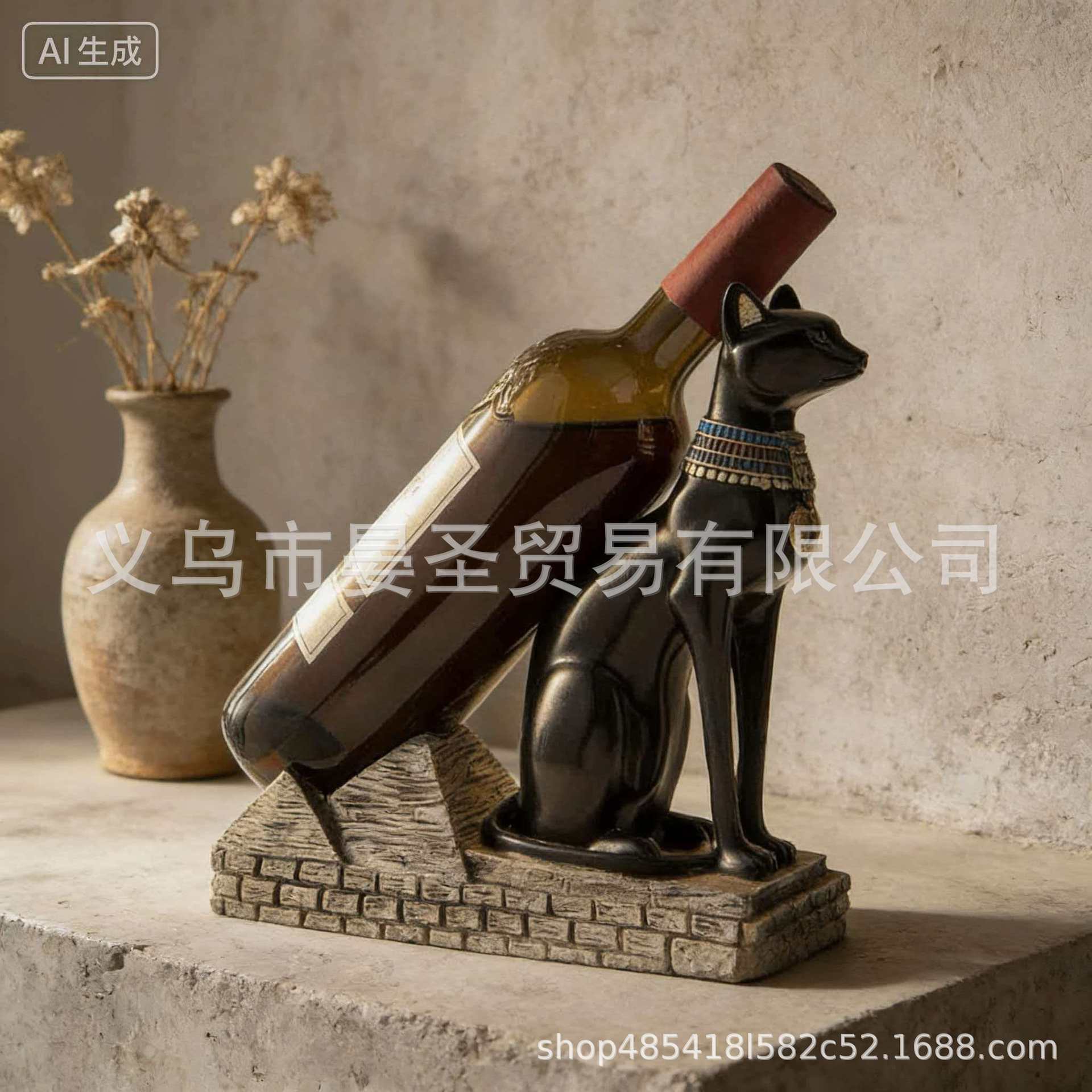 Transfronterizos egipcios mejores gatos estantes de vino Anubis Dios estantes de vino bar ornamentos artesanos