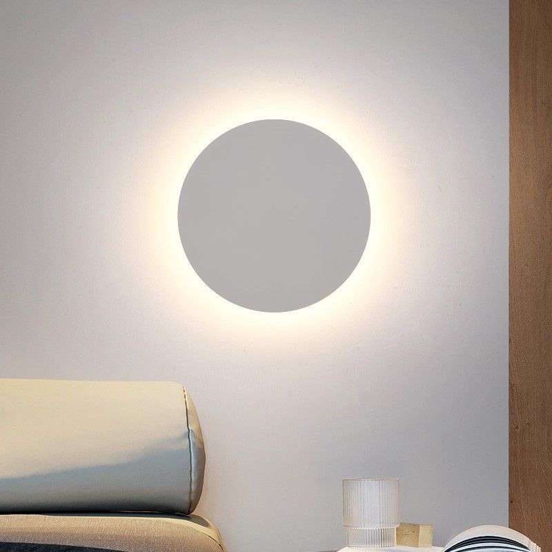 Lámpara de pared redonda nueva lámpara de cabezal de cama de dormitorio minimalista moderna y creativa sala de estar decoración de fondo de pared ambiente lámpara de pared