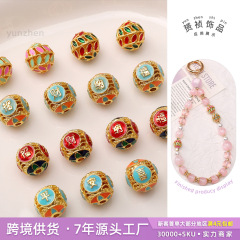 10mm彩色景泰蓝滴油圆珠手工diy制作串珠线绳钥匙扣饰品材料配件
