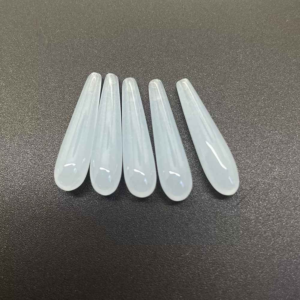 合成玻璃半孔光身水滴裸石 无孔长水滴切面 DIY饰品配件