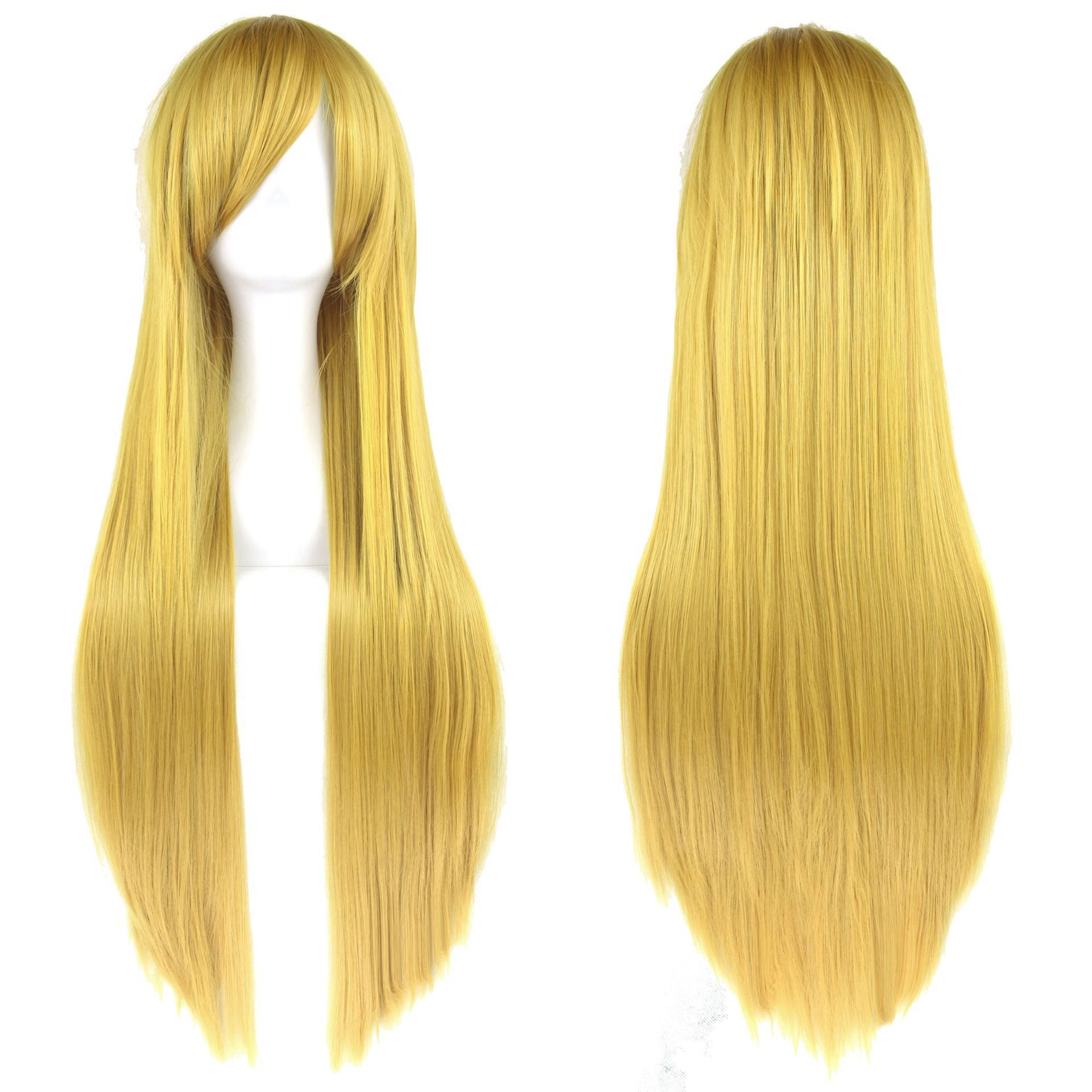 Peluca Larga Recta para Cosplay de 80 cm con Flequillo Oblicuo Sintética image 34