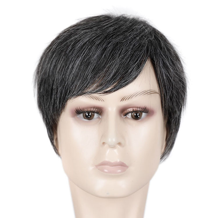 男士中年假发头套爸爸款假发头套花白头套父亲白发演出头套