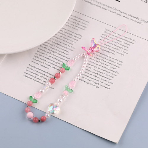 Sweet light color girly style bow cute candy mobile phone chain ccd camera hanging chain headphone anti-lost chain