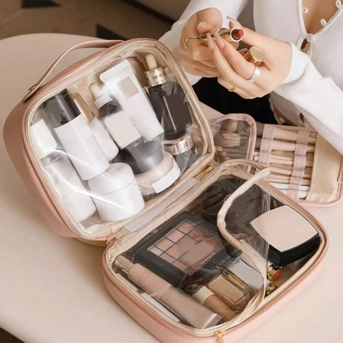 Bolsa de cosméticos 2023 nuevo avanzado exquisito portátil de viaje portátil bolsa de lavado de gran capacidad bolsa de almacenamiento de cosméticos