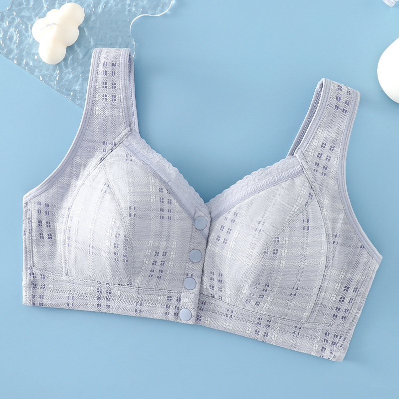 Ropa interior de la madre verano de las mujeres delgada hebilla frontal sujetador inalámbrico de mediana edad y ancianos mujeres más tamaño chaleco push up bra