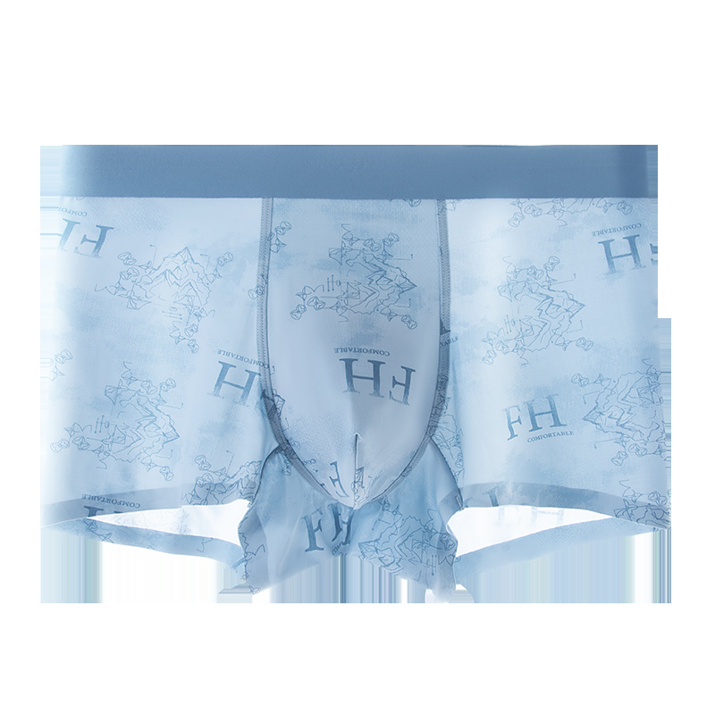 Procesamiento de ropa interior de hombre de seda de hielo personalizada, calzoncillos bóxer cómodos transpirables de secado rápido sin costuras de verano, pantalones cortos de hombre de talla grande