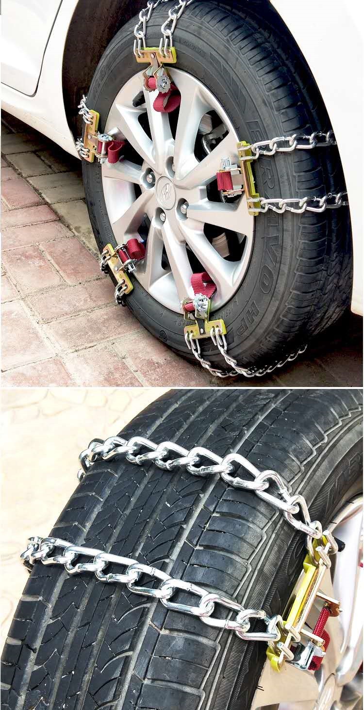 Car Tire Anti-Slip Chains for Small Cars, Off-Road Suvs, and Vans, Universal Type, Thickened for Snow and Mud, Emergency Tightening