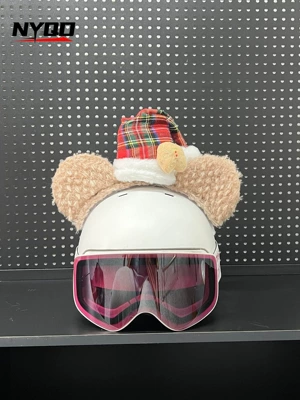 Decoration Cartoon Plush Bunny: Motosiklet dəbilqələri - daffy-bear-christmas-hat-helmet-not-included