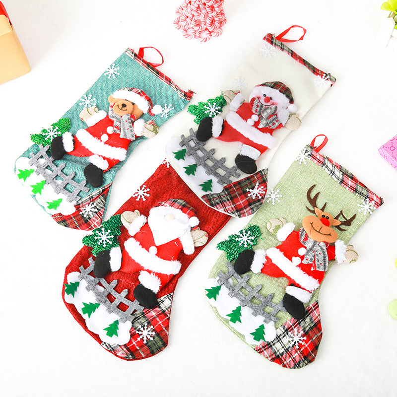 Christmas Cute Snowman Elk Cloth Party Christmas Socks 1 Piece display picture 2