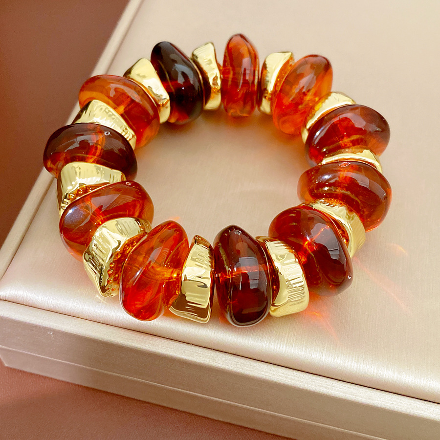 Acrílico irregular geometría redonda cuentas pulsera elástica ligera pulsera de nicho de lujo Europa y América temperamento transfronterizo joyería