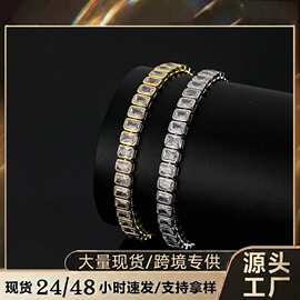 4*6mm Tennis Chain Bracelet 铜镶锆石单排嘻哈网球手链项链