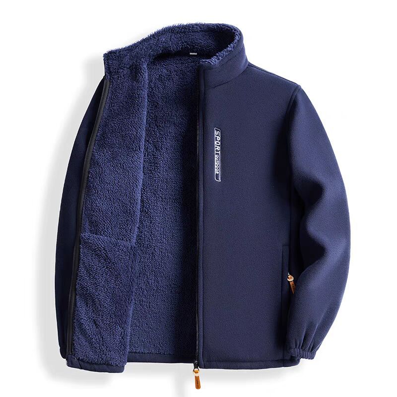 Men's Clothing Polar Fleece Jacket Men's Autumn and Winter New Style Cardigan Fleece Sweater Clothes Lambswool Plush Thick Warm Jacket_voghion.com