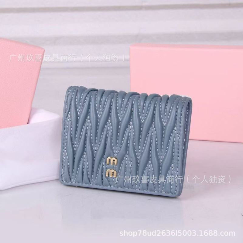 高品質の既製の女性の財布ファッションプリーツシープスキンカードバッグ甘い美少女大容量小銭入れ卸売|undefined