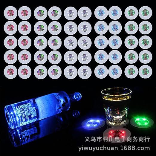 Wholesale Led Light-Emitting Coasters for Street Stalls, Milk Tea, Night Markets, Bars, Flashing Wine Bottles, Atmosphere Props, New Year's Eve Floating Balloons