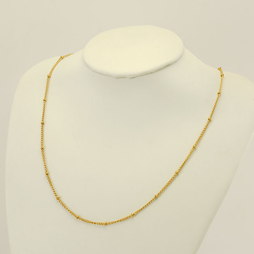 Cross-border European and American stainless steel non-fading necklace, gold-plated, lightweight luxury push-lock chain, clip-bead chain, plain chain, finished product wholesale