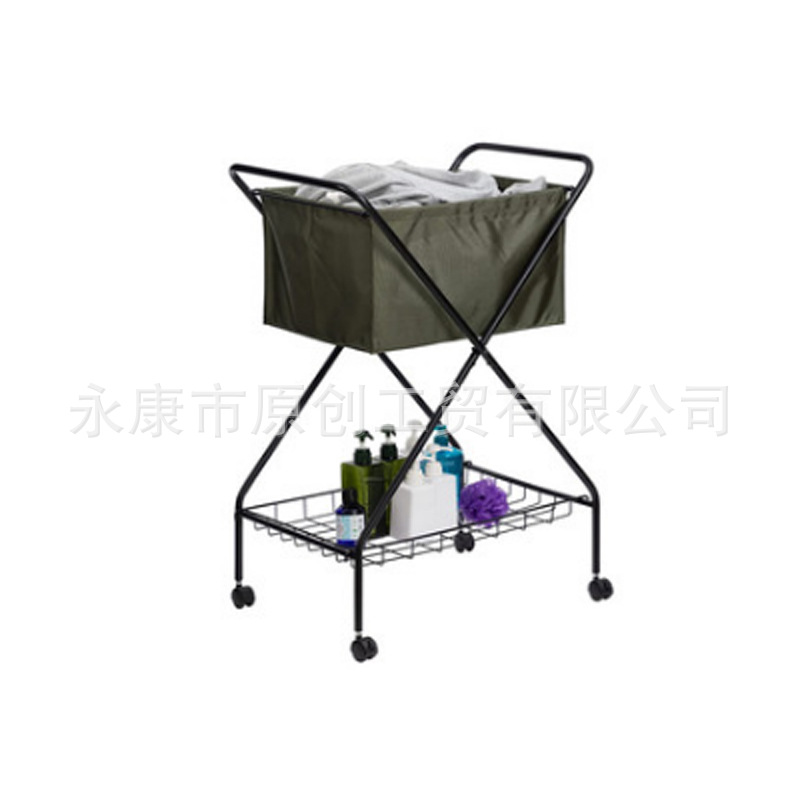 Heightened Dirty Clothes Basket Cart with Storage Pulley Bathroom Double-Layer Clothes Storage Basket Bathroom Mobile Laundry Basket
