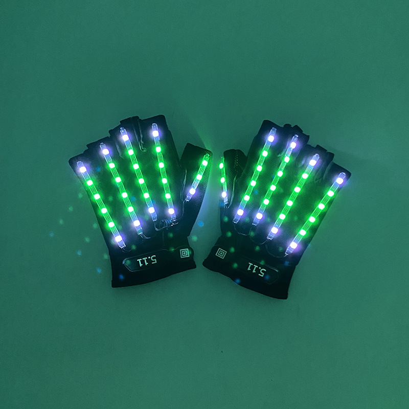 #547 5V多功能-led金刚狼手套(充电款)-七彩流水款