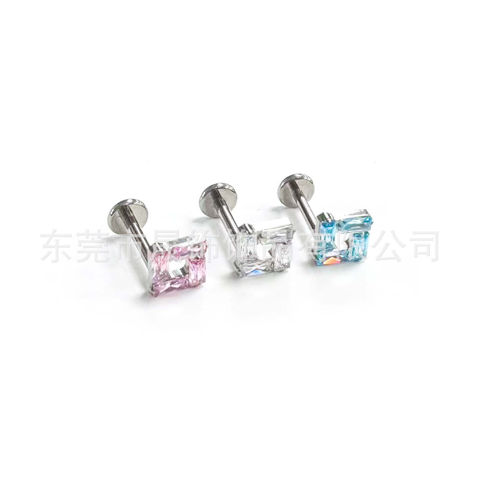 F136 Titanium Alloy 冰糖方 Zirconia Ear Stud 超闪方 Zirconia Helix Cartilage Stud G23 Titanium Labret Stud 人体 Piercing Ear 饰