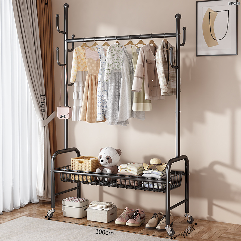 Percha de secado piso dormitorio balcón doméstico colgar ropa percha de sombrero plegable simple interior móvil barra de secado de ropa