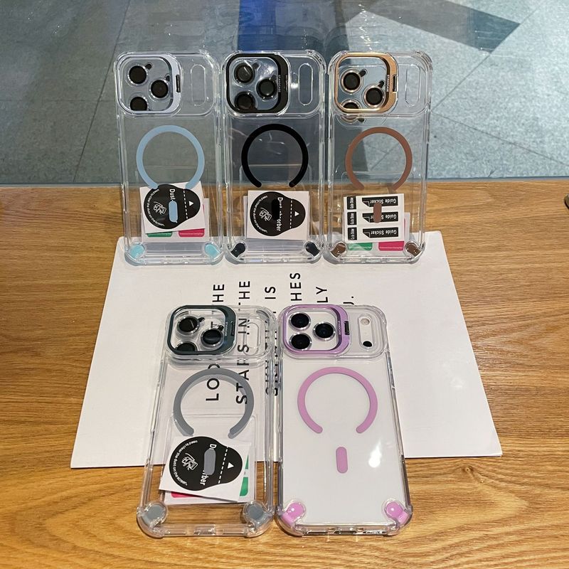 适用苹果17promax气囊防摔磁吸镜头支架iPhone16镜头膜全包手机壳|undefined
