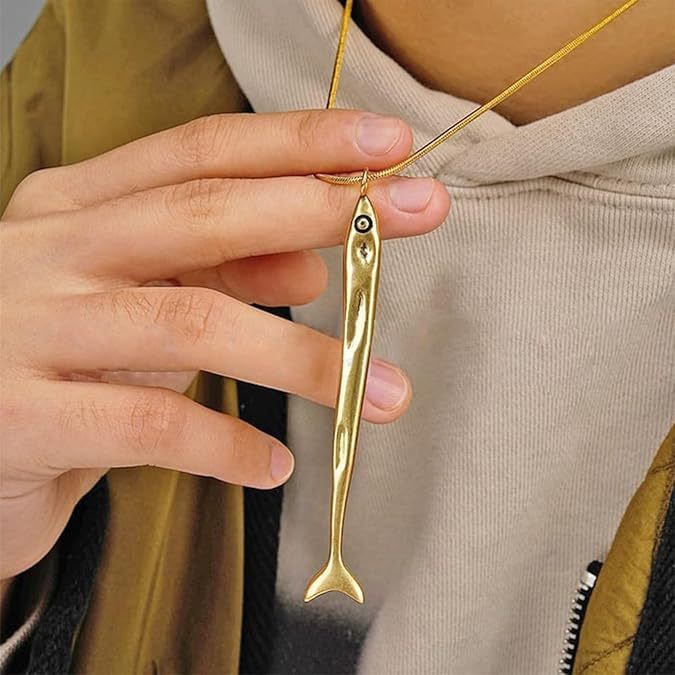 Amazonの売れ筋新製品銅小魚パーソナライズされたトレンドファッショナブルで絶妙なレディースイヤリング竹ゴールデンネックレスジュエリー|undefined