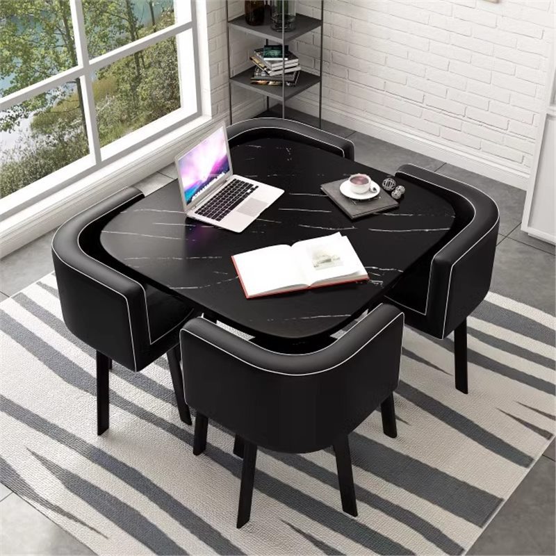 Conjunto de mesa y sillas para recepción, mesa de negociación, mesa y sillas para recepción de tienda, mesa redonda pequeña de oficina, estilo empresarial