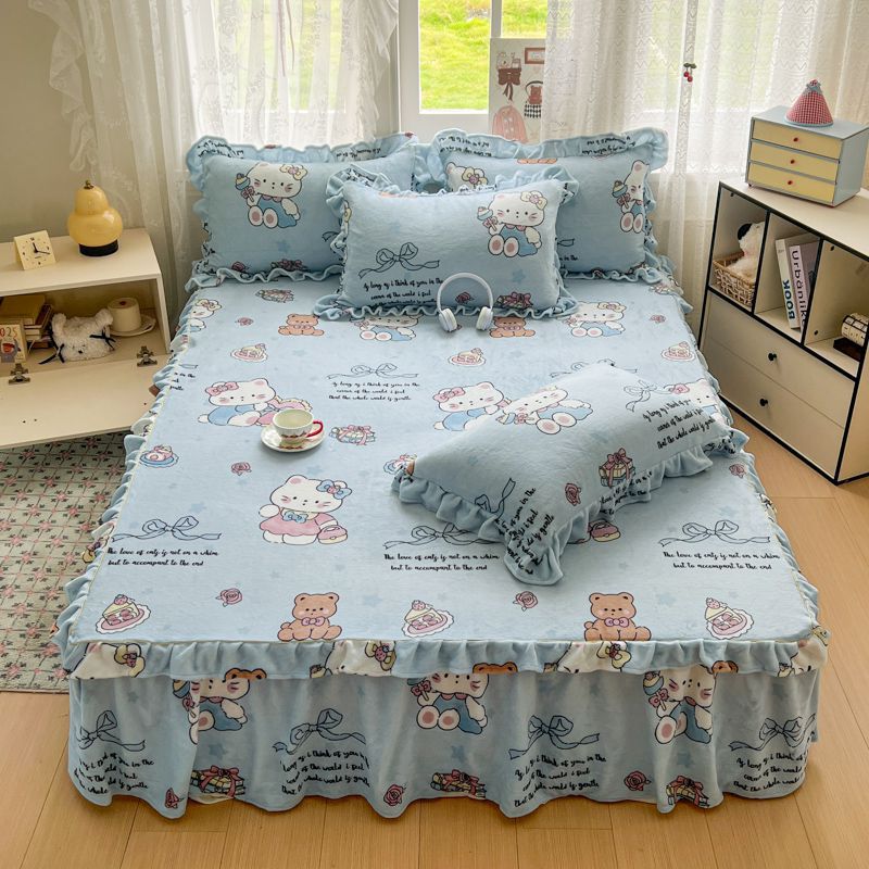 2025 Fresh Milk Velvet Bed Sheet Direct Sale Winter Fleece Single Mattress Protector Cover Wholesale