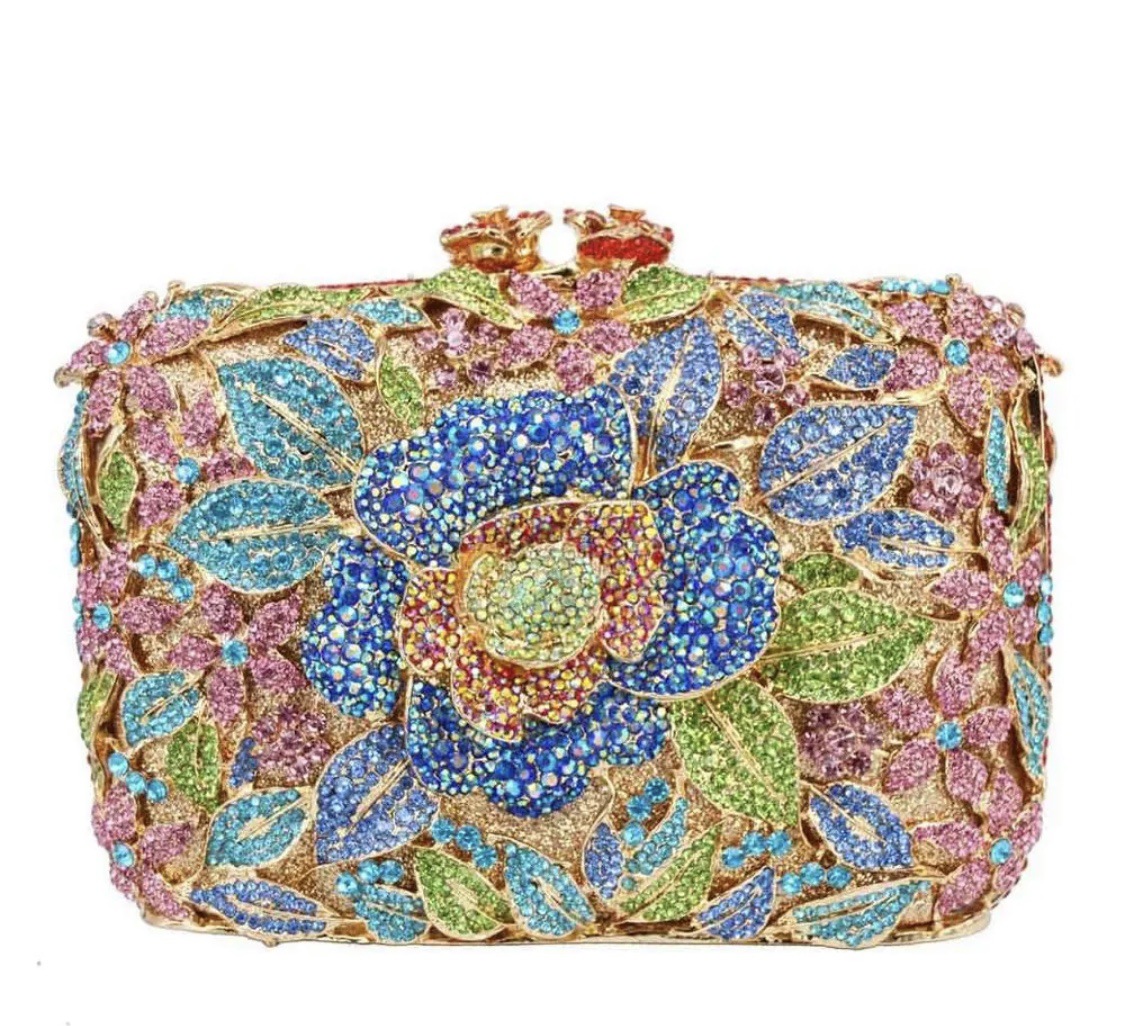 Selección estricta de diamantes transfronterizos bolsas de cena rosa pastel hueco bolsas de mujer bolsas de diamantes llenas bolsas de mano bolsas de vestido